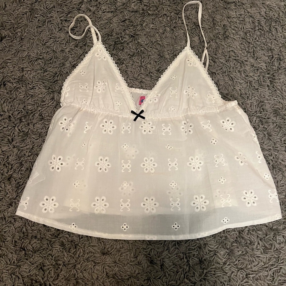 Edikted White Lace Trim Tank Top